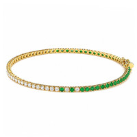 1.15&nbsp;Ct.Tw.Total Carat Weight Emerald and Natural Diamond Tennis/Line Bracelet, 14K Yellow Gold Video