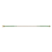 1.15 Ct.Tw.Total Carat Weight Emerald and Natural Diamond Tennis/Line Bracelet, 14K Yellow Gold Image