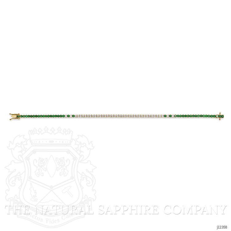 1.15 Ct.Tw. Emerald and Natural Diamond Tennis/Line Bracelet, 14K Yellow Gold
