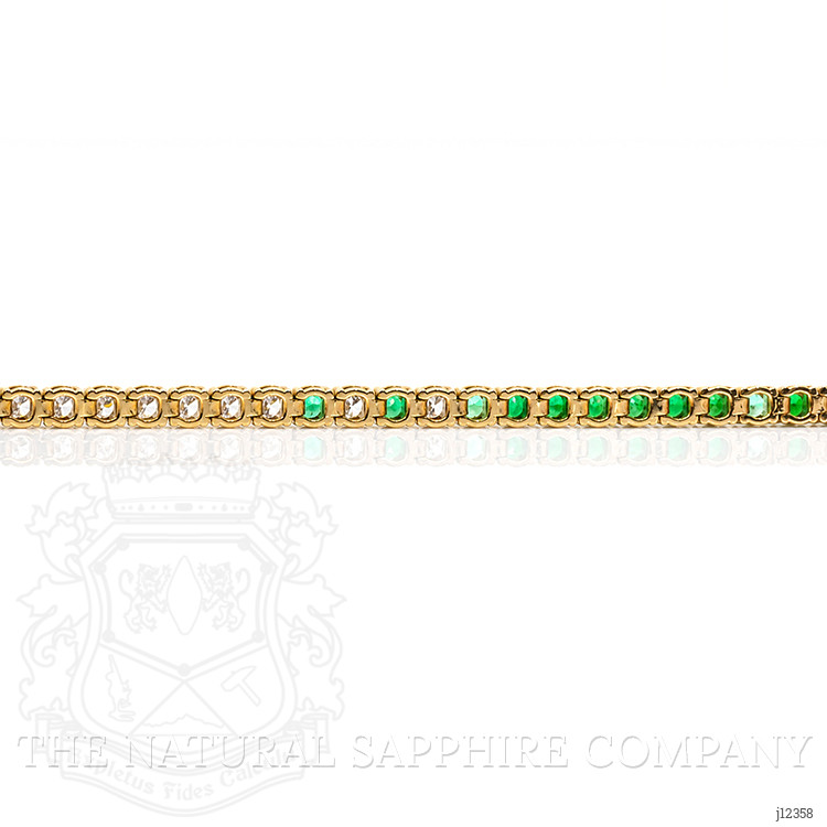 1.15 Ct.Tw. Emerald and Natural Diamond Tennis/Line Bracelet, 14K Yellow Gold