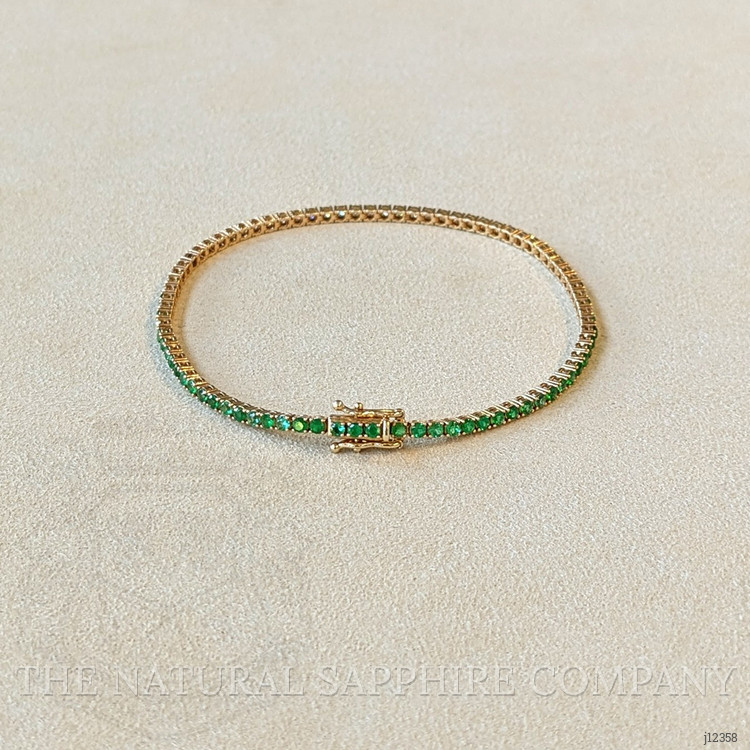 1.15 Ct.Tw. Emerald and Natural Diamond Tennis/Line Bracelet, 14K Yellow Gold