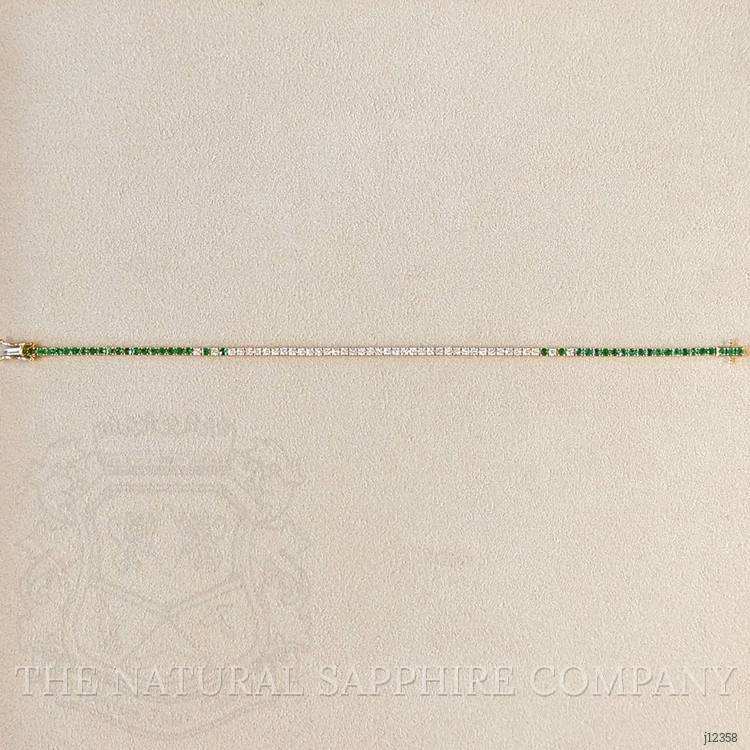 1.15 Ct.Tw. Emerald and Natural Diamond Tennis/Line Bracelet, 14K Yellow Gold