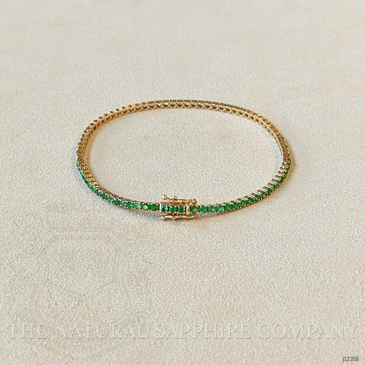 1.15 Ct.Tw. Emerald and Natural Diamond Tennis/Line Bracelet, 14K Yellow Gold
