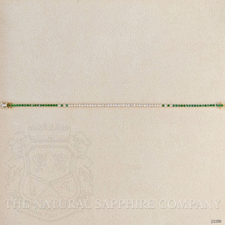 1.15 Ct.Tw. Emerald and Natural Diamond Tennis/Line Bracelet, 14K Yellow Gold