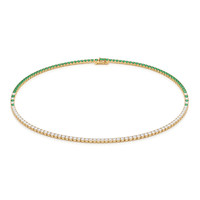 2.85 Ct. Emerald and Natural Diamond Tennis/Riviere Necklace, 14K Yellow Gold Image