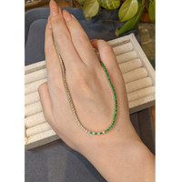 2.85 Ct. Emerald and Natural Diamond Tennis/Riviere Necklace, 14K Yellow Gold Life Style