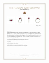 1.55 Ct. Ruby and Natural Diamond Three Stone Ring, Platinum 950 Appraisal