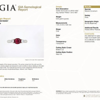 1.55 Ct. Ruby and Natural Diamond Three Stone Ring, Platinum 950 Scan Report