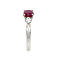 1.55 Ct. Ruby and Natural Diamond Three Stone Ring, Platinum 950 Image