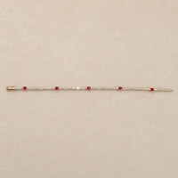 0.86&nbsp;Ct.Tw.Total Carat Weight Ruby and Natural Diamond Pave Bracelet, 14K Yellow Gold Image