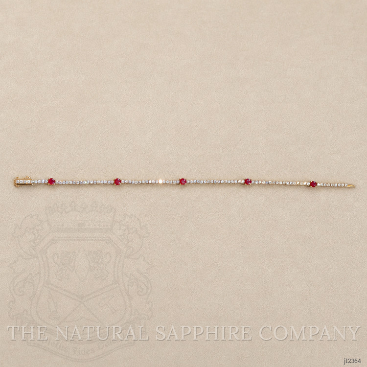 0.86 Ct.Tw. Ruby and Natural Diamond Pave Bracelet, 14K Yellow Gold
