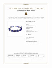 108.83&nbsp;Ct.Tw.Total Carat Weight Violetish Blue Tanzanite and Natural Diamond Accent Stones Bracelet, 18K White Gold Scan Report