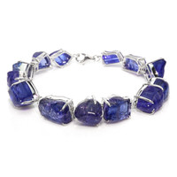 108.83 Ct.Tw.Total Carat Weight Violetish Blue Tanzanite and Natural Diamond Accent Stones Bracelet, 18K White Gold Video