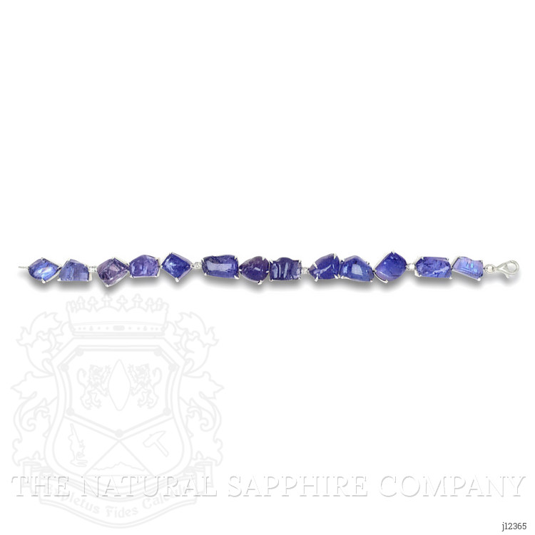 108.83 Ct.Tw. Violetish Blue Tanzanite and Natural Diamond Accent Stones Bracelet, 18K White Gold