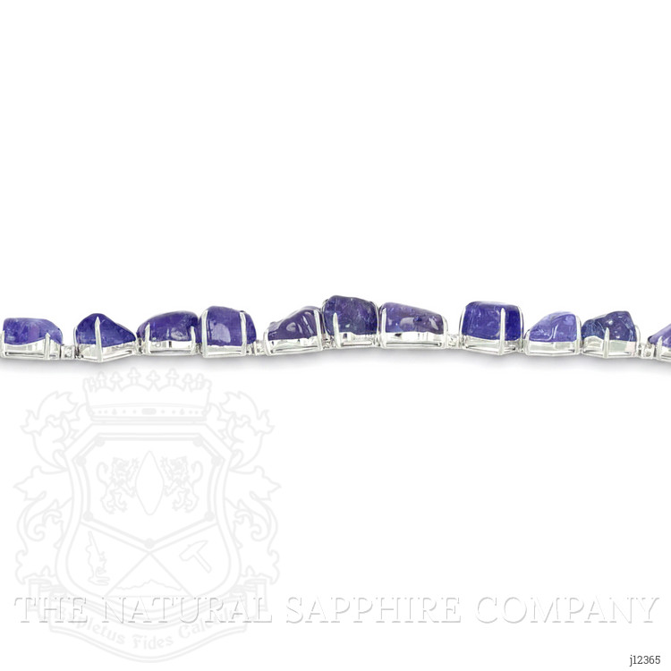108.83 Ct.Tw. Violetish Blue Tanzanite and Natural Diamond Accent Stones Bracelet, 18K White Gold