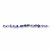 108.83 Ct.Tw.Total Carat Weight Violetish Blue Tanzanite and Natural Diamond Accent Stones Bracelet, 18K White Gold Image