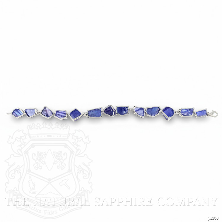 108.83 Ct.Tw. Violetish Blue Tanzanite and Natural Diamond Accent Stones Bracelet, 18K White Gold