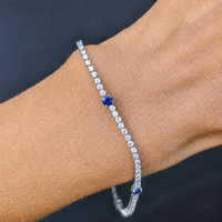 0.71 Ct.Tw. Sapphire 14K White Gold bracelet