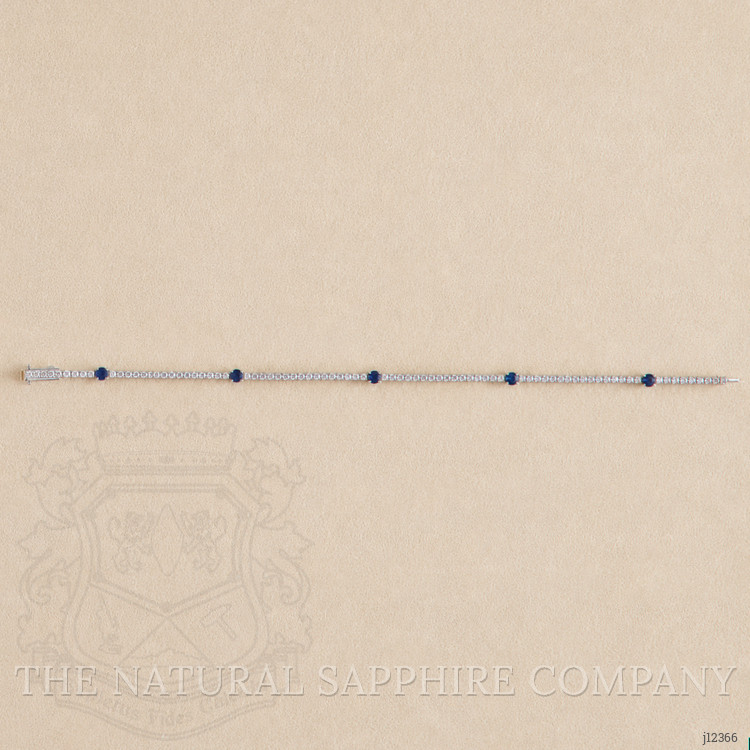 0.71 Ct.Tw. Blue Sapphire and Natural Diamond Pave Bracelet, 14K White Gold