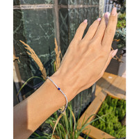 0.71&nbsp;Ct.Tw.Total Carat Weight Blue Sapphire and Natural Diamond Pave Bracelet, 14K White Gold Life Style