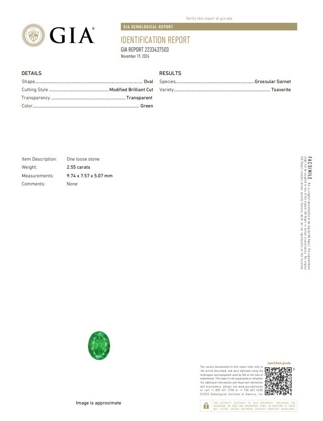 2.55 Ct. Tsavorite Garnet and Natural Diamond Pave Ring, 18K White Gold