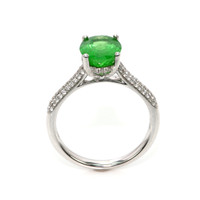2.55 Ct. Tsavorite Garnet and Natural Diamond Pave Ring, 18K White Gold Image