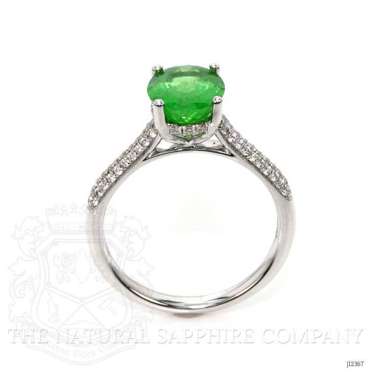 2.55 Ct. Tsavorite Garnet and Natural Diamond Pave Ring, 18K White Gold