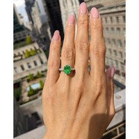 2.55 Ct. Tsavorite Garnet and Natural Diamond Pave Ring, 18K White Gold Life Style