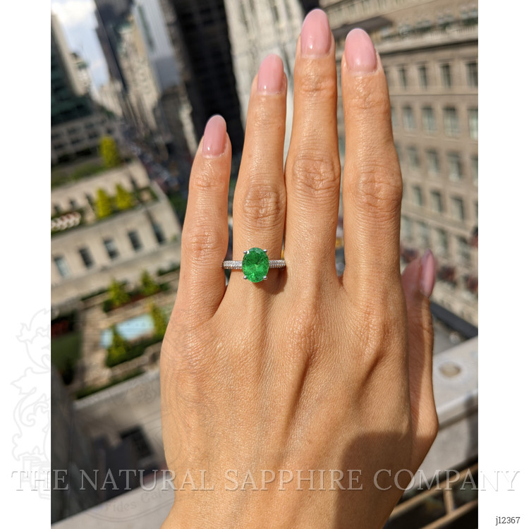 2.55 Ct. Tsavorite Garnet and Natural Diamond Pave Ring, 18K White Gold