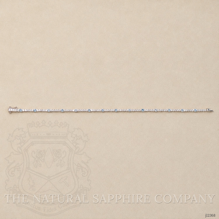 0.75 Ct.Tw. Blue Aquamarine and Natural Diamond Pave Bracelet, 14K White Gold