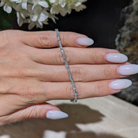 0.75 Ct.Tw.Total Carat Weight Blue Aquamarine and Natural Diamond Pave Bracelet, 14K White Gold Life Style