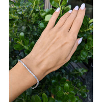 0.75 Ct.Tw.Total Carat Weight Blue Aquamarine and Natural Diamond Pave Bracelet, 14K White Gold Life Style