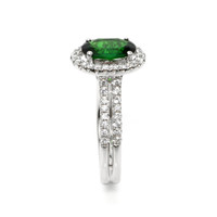 1.33 Ct. Tsavorite Garnet and Natural Diamond Pave Ring, 18K White Gold Image