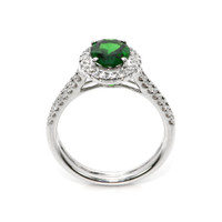 1.33 Ct. Tsavorite Garnet and Natural Diamond Pave Ring, 18K White Gold Image