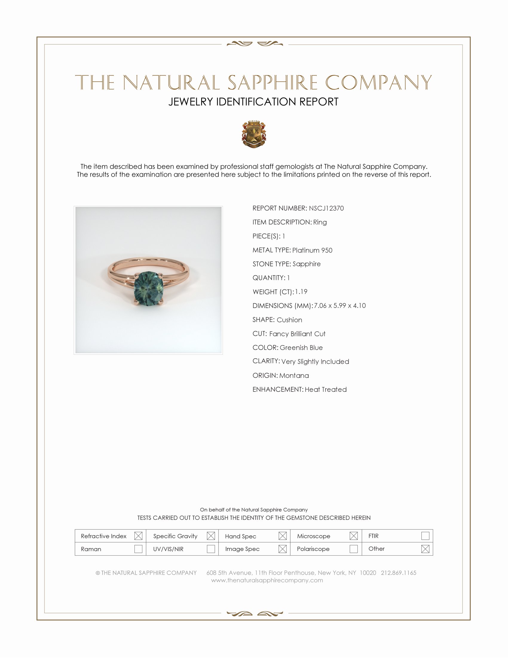 1.19 Ct. Greenish Blue Sapphire Accent Stones Ring, Platinum 950