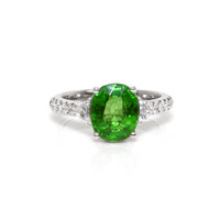 3.07 Ct. Tsavorite Garnet and Natural Diamond Pave Ring, Platinum 950 Video