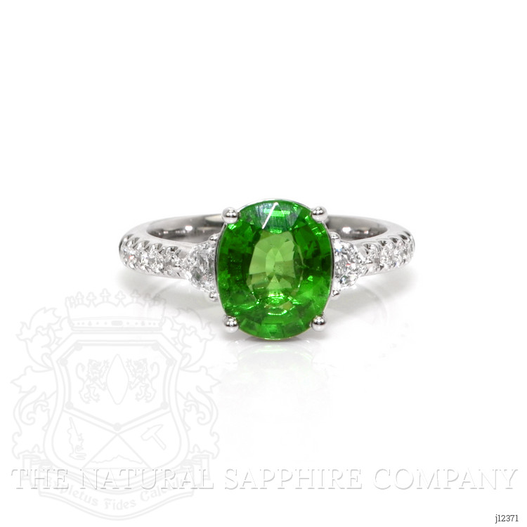 3.07 Ct. Tsavorite Garnet and Natural Diamond Pave Ring, Platinum 950