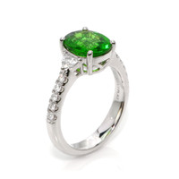 3.07 Ct. Tsavorite Garnet and Natural Diamond Pave Ring, Platinum 950 Image