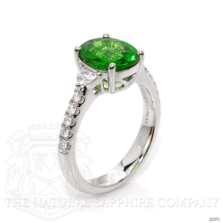 3.07 Ct. Tsavorite Garnet and Natural Diamond Pave Ring, Platinum 950