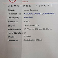 7.12 Ct. Red Rhodolite Garnet and Natural Diamond Three Stone Ring, 18K White & Yellow Scan Report