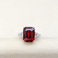 9.22 Ct. Red Rhodolite Garnet and Natural Diamond Three Stone Ring, 18K White & Yellow Life Style