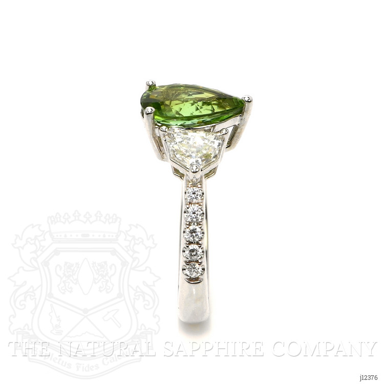 2.01 Ct. Green Paraiba Tourmaline and Natural Diamond Three Stone Ring, 18K White Gold
