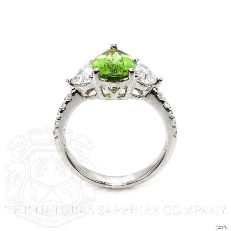 2.01 Ct. Green Paraiba Tourmaline and Natural Diamond Three Stone Ring, 18K White Gold