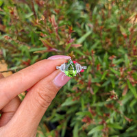 2.01 Ct. Green Paraiba Tourmaline and Natural Diamond Three Stone Ring, 18K White Gold Life Style