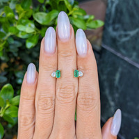 0.26 Ct.Tw.Total Carat Weight Emerald and Natural Diamond Studs Earrings, 14K Yellow Gold Life Style