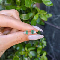 0.26 Ct.Tw.Total Carat Weight Emerald and Natural Diamond Studs Earrings, 14K Yellow Gold Life Style