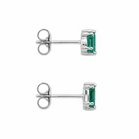 0.56 Ct.Tw.Total Carat Weight Emerald Studs Earrings, 14K White Gold Image