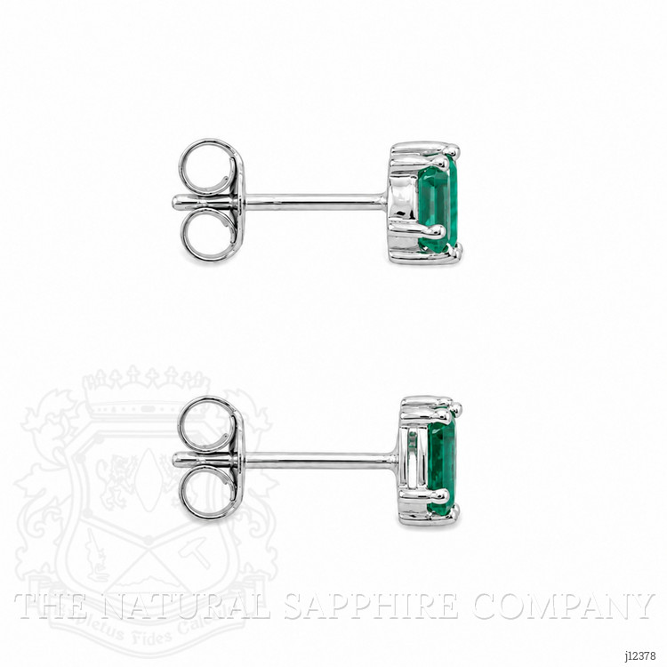 0.56 Ct.Tw. Emerald Studs Earrings, 14K White Gold