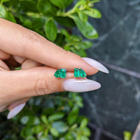 0.56 Ct.Tw.Total Carat Weight Emerald Studs Earrings, 14K White Gold Life Style