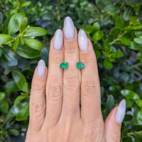0.56 Ct.Tw.Total Carat Weight Emerald Studs Earrings, 14K White Gold Life Style
